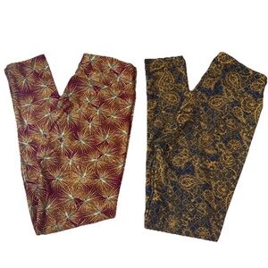 LuLaRoe One Size Leggings Bundle 2 Pairs Geometric Print NWOT OS